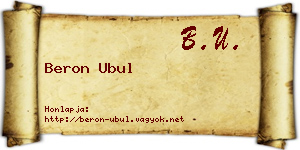Beron Ubul névjegykártya